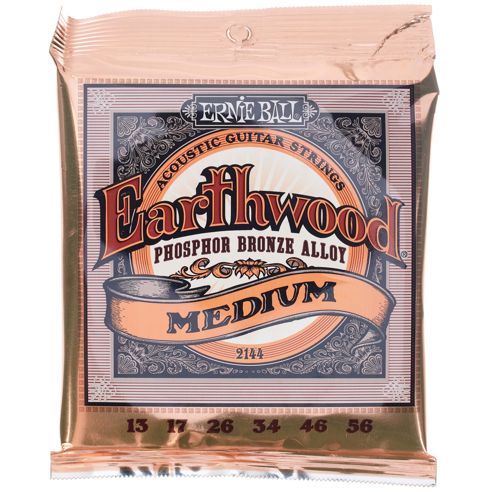 Verpackung des Ernie Ball 2144 Earthwood Phosphor Bronze Saitensatz für Westerngitarre