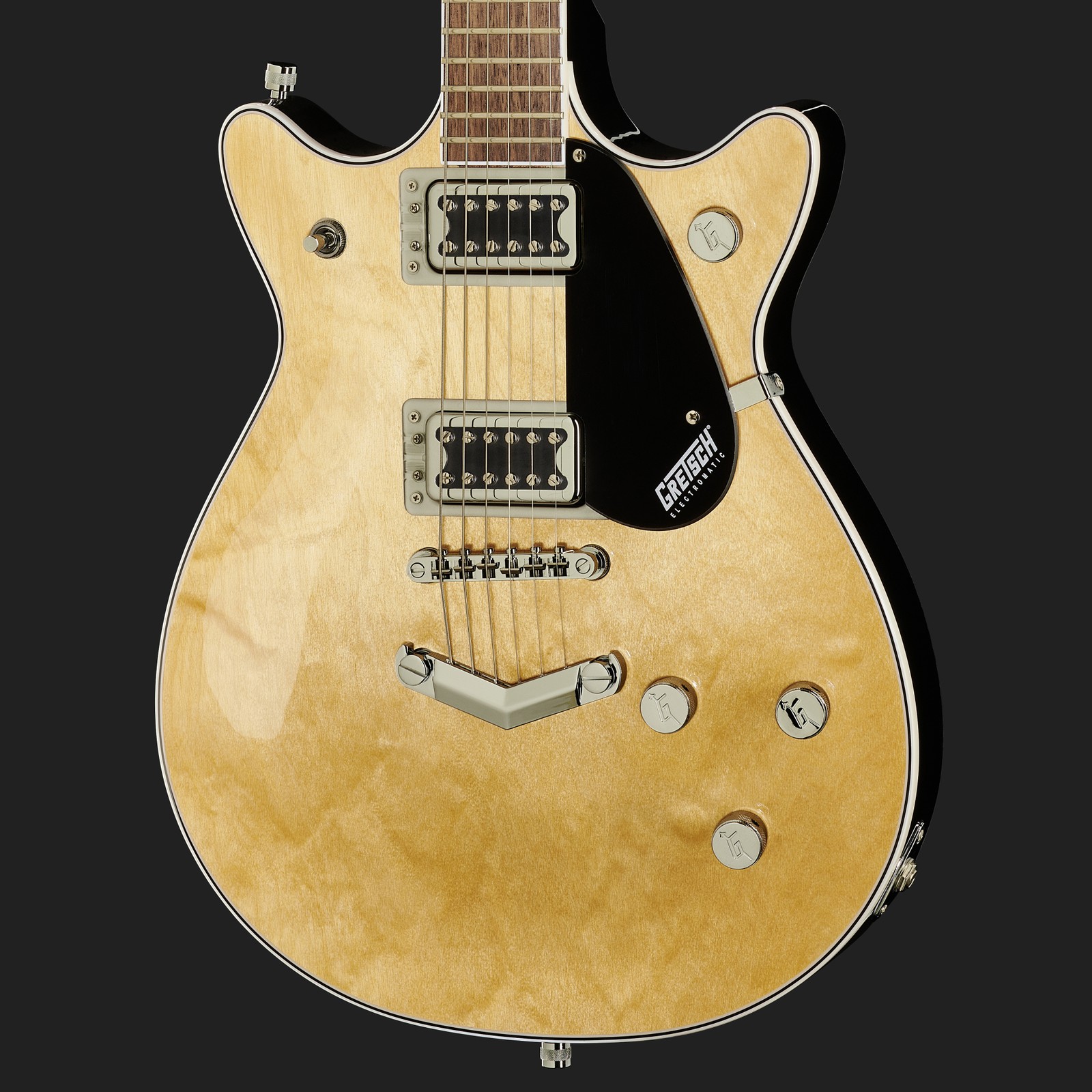 Ahorndecke der Gretsch Electromatic Double Jet mit zwei Humbucker Tonabnehmern