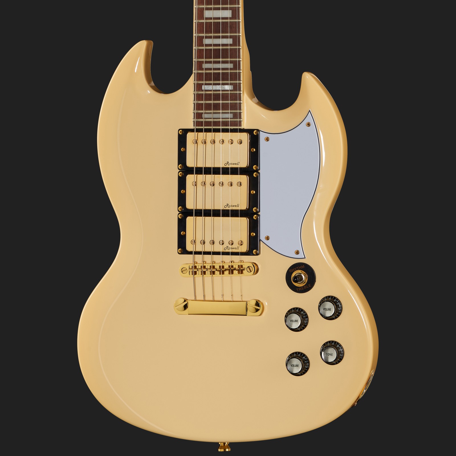 Corps de la DC-600 Vintage Ivory de Harley Benton, vu de face