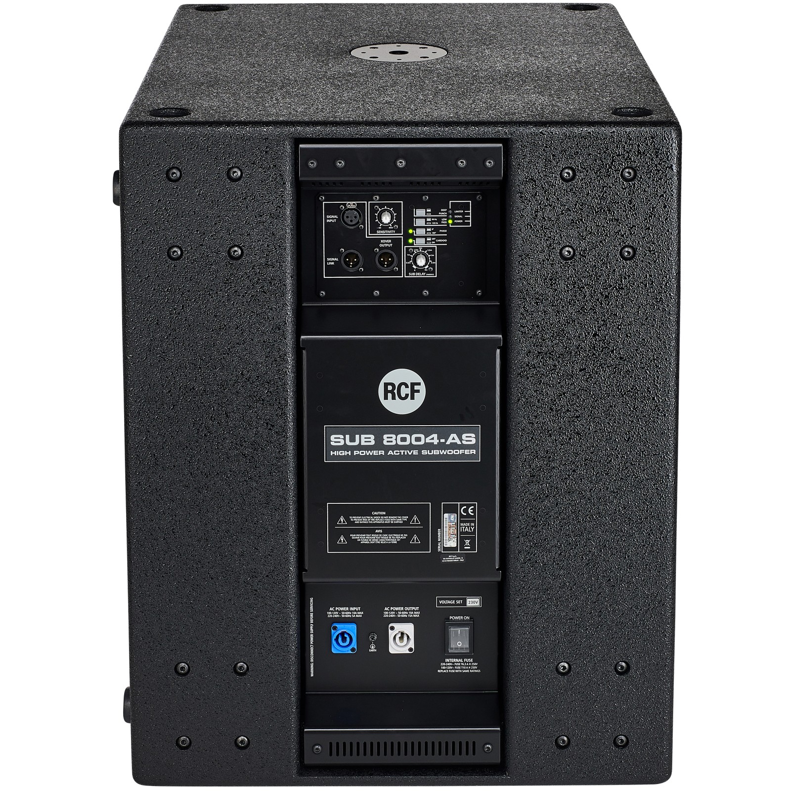 rückseite des RCF SUB 8004-AS 18" Hochleistungssubwoofer