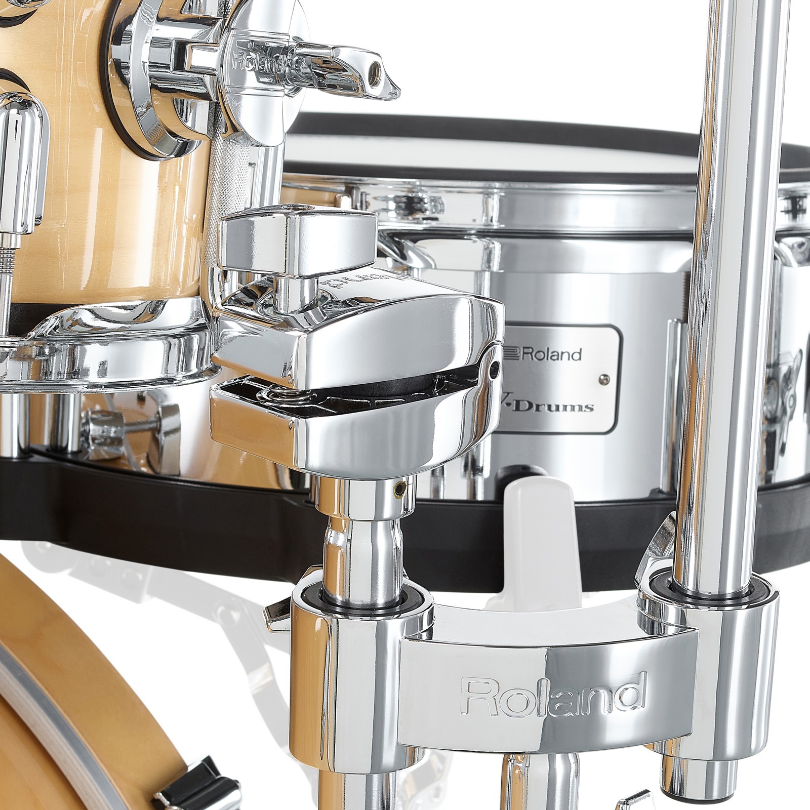 Snarepad und Tomhalter des Roland VAD716-GN E-Drum Sets