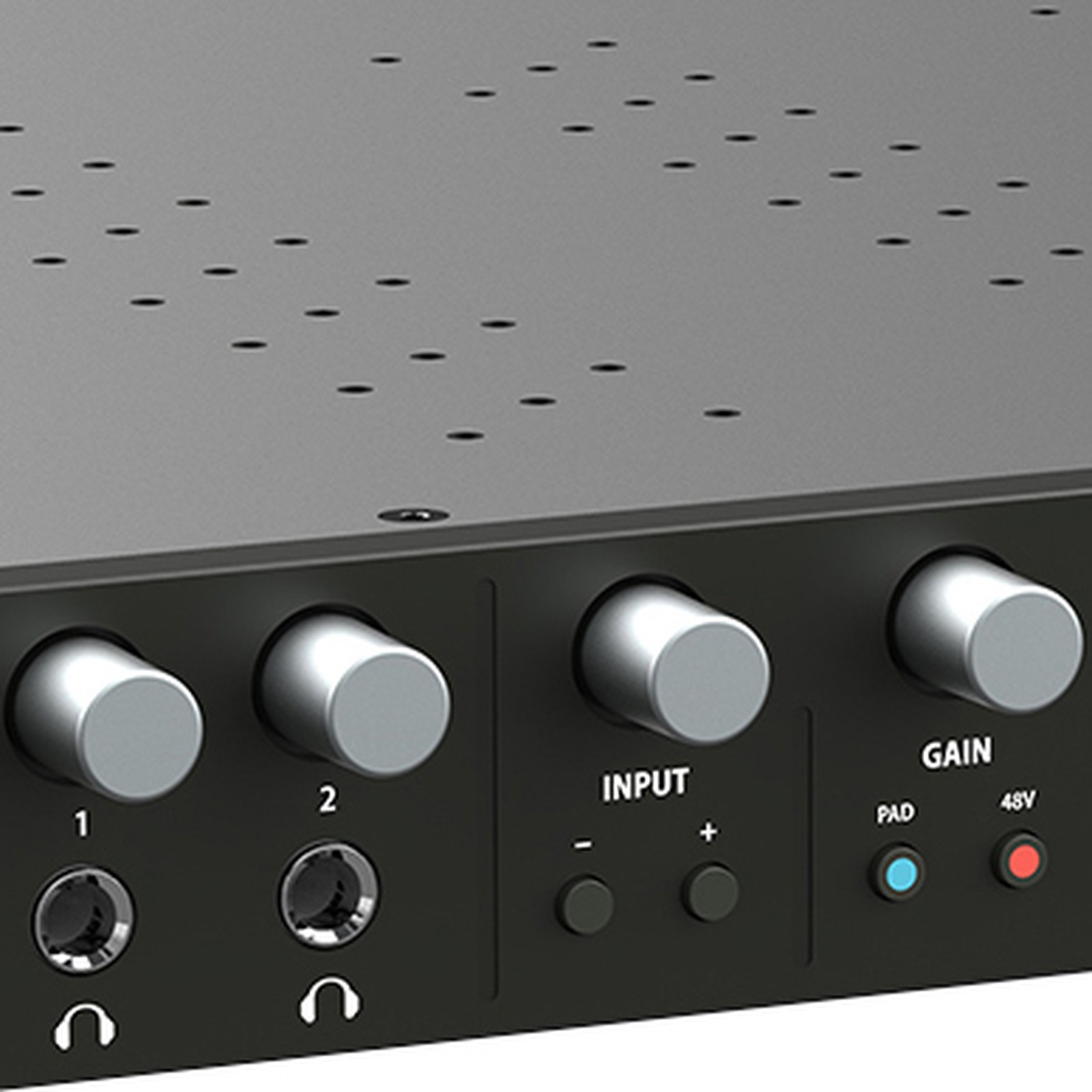 Vorderseite des MOTO 10pre mit Ausgängen und Bedienelementen