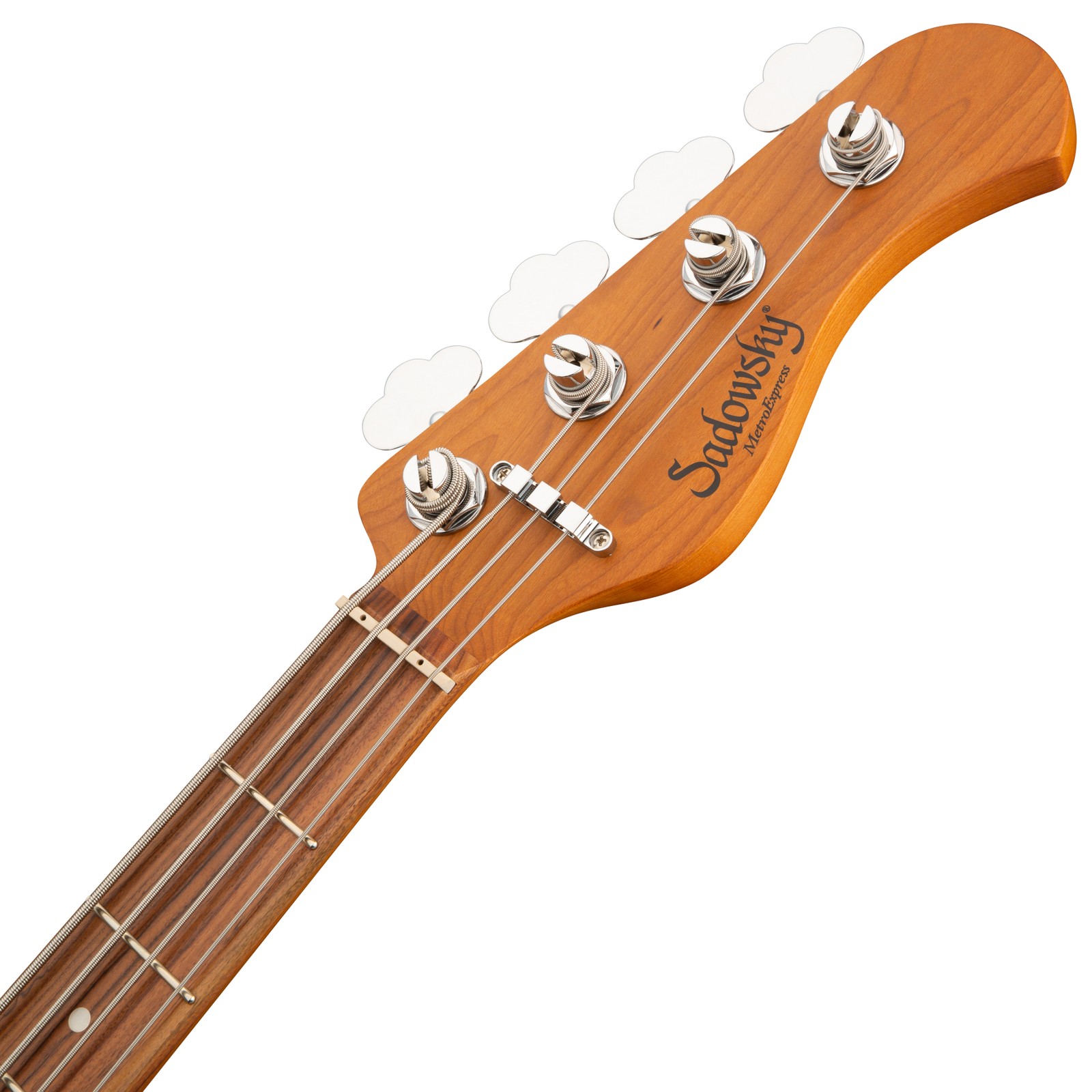 Headstock and morado fingerboard on the Sadowsky MetroExpress 21 Hybrid 4 Morado White