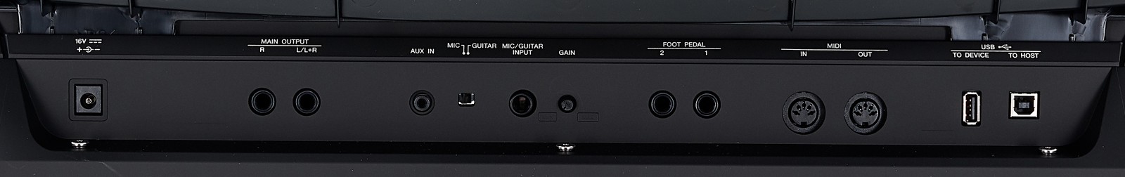 Connections on the rear side of the Yamaha PSR-SX700