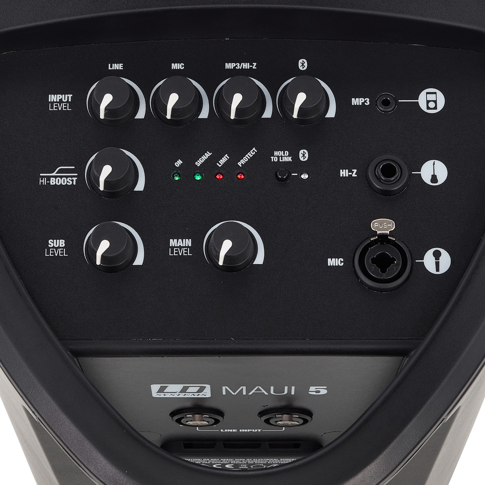 LD Systems Maui 5 column PA, controls and sockets