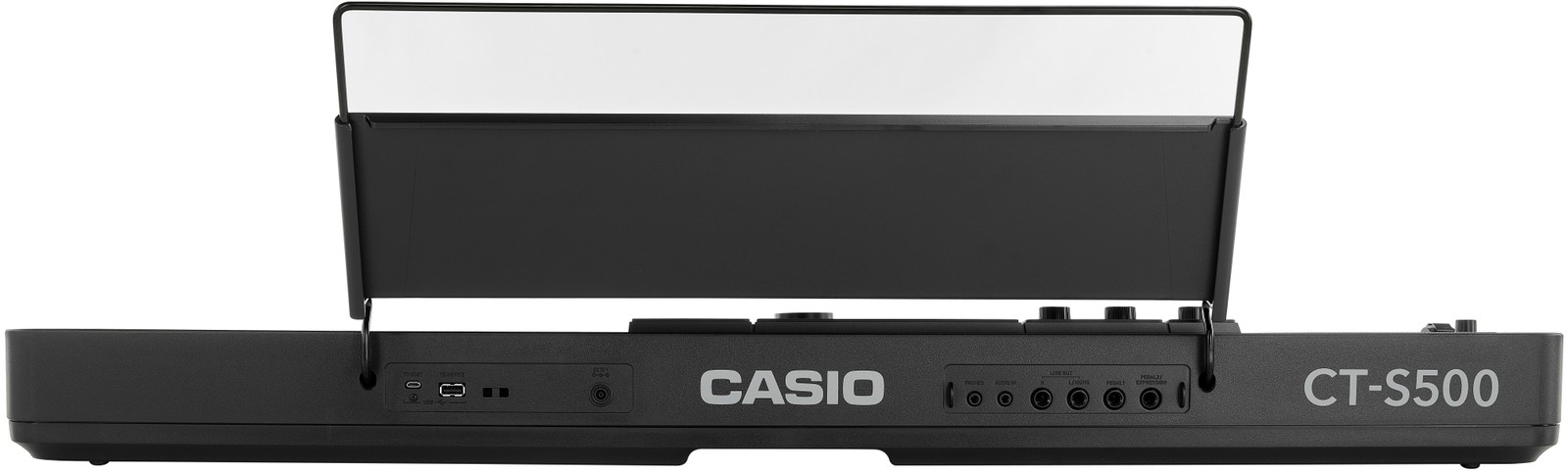 Casio CT-S500 Keyboard mit Notenhaltr von hinten