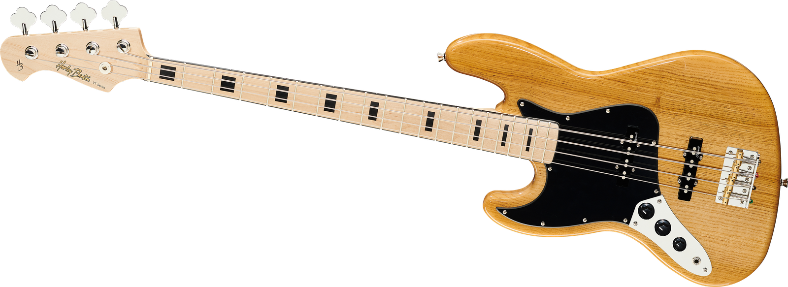 Linkshänder E-Bass Harley Benton JB-75MN LH NA Vintage Series von vorne