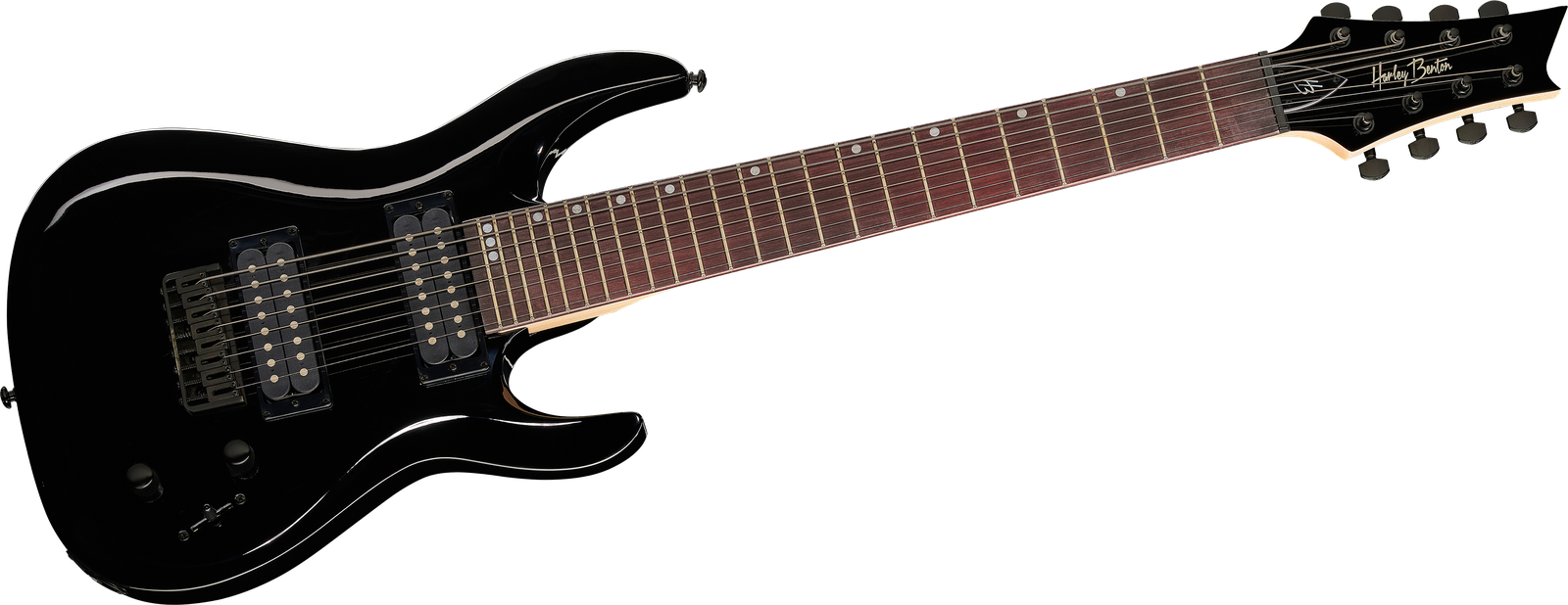 Frontansicht Harley Benton R-458 BK Progressiv Series 8-Saiter E-Gitarre