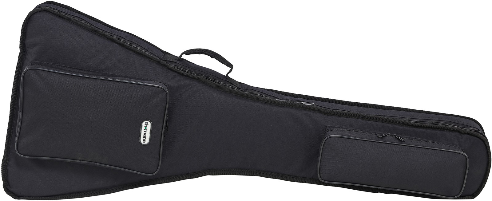 Schwarze Gitarrentasche für Gitarren im Stile einer Flying V