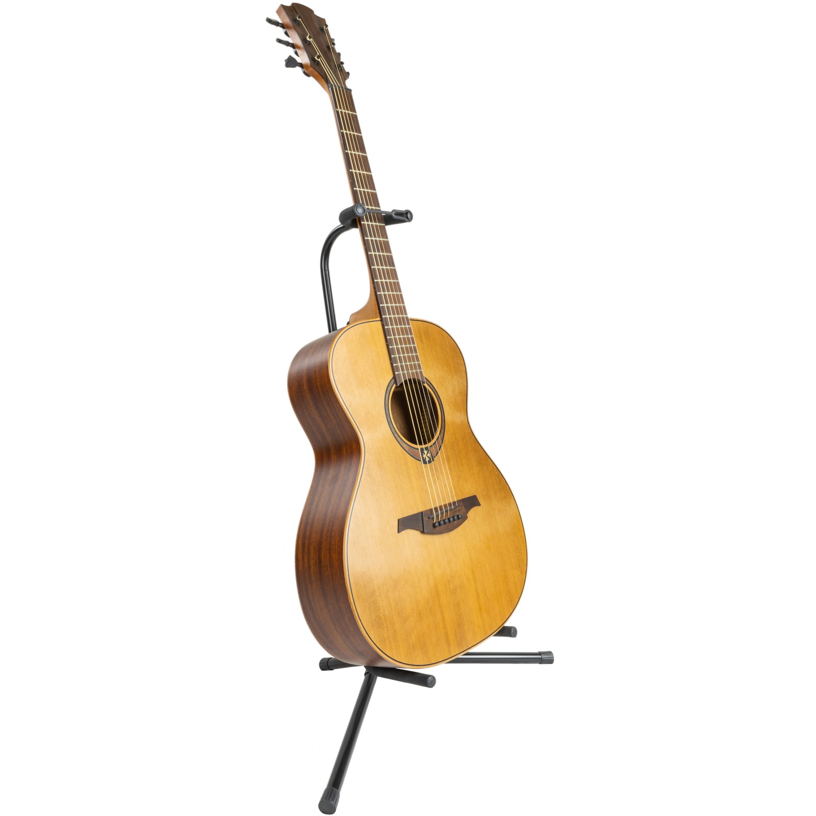 Acoustic guitar on a Millenium guitar stand