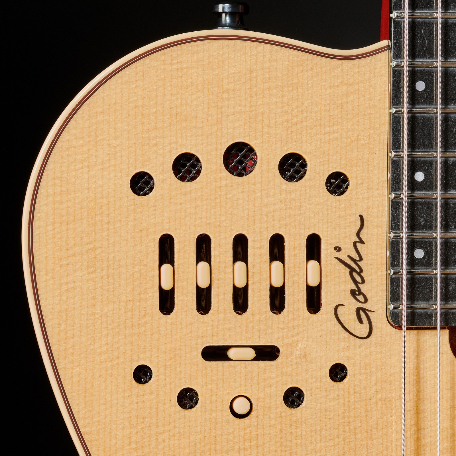 Regler auf der Decke der Godin Multiac Nylon Deluxe