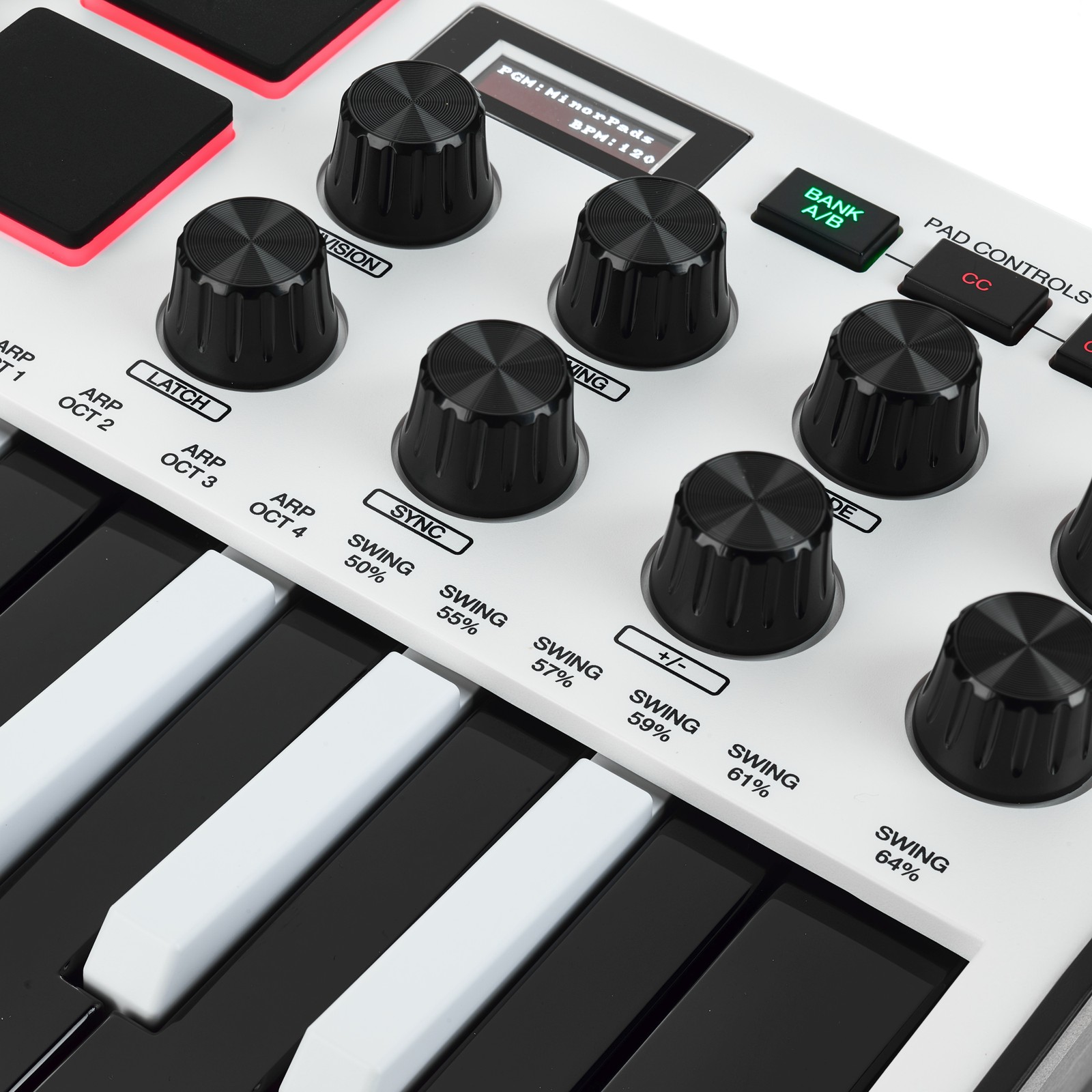 Bedienfeld des Akai MPK Mini MK3 White
