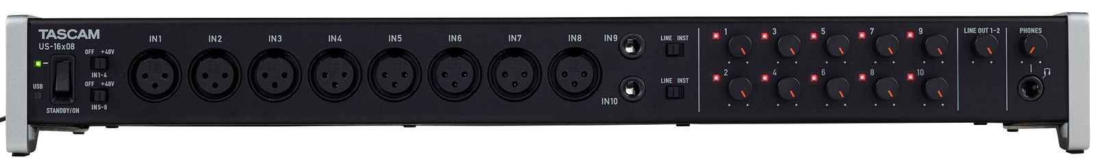 Frontalansicht des Tascam US-16x08