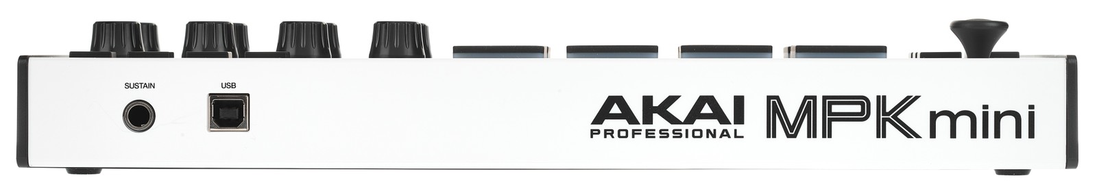 Das rückseitige Anschlussfeld des Akai MPK Mini MK3 White