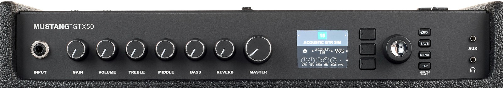 Regler und Anschlüsse auf der Oberseite des Fender Mustang GTX50