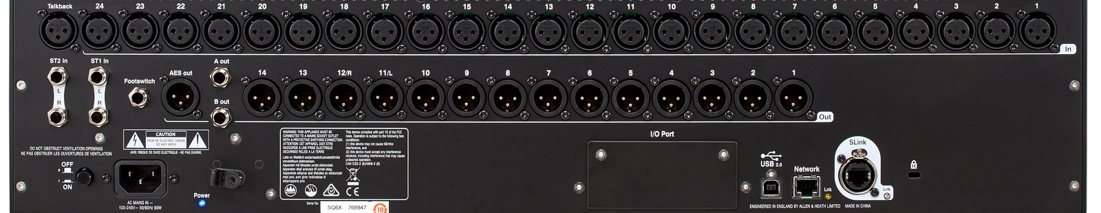 Rüskseite des Allen & Heath SQ6