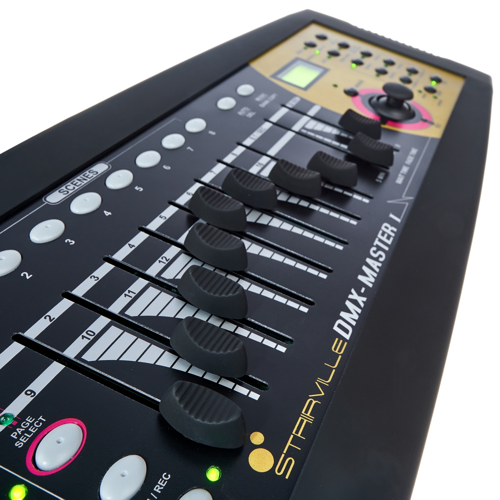 Detailansicht der Schieberegler auf dem Stairville DMX-Master I