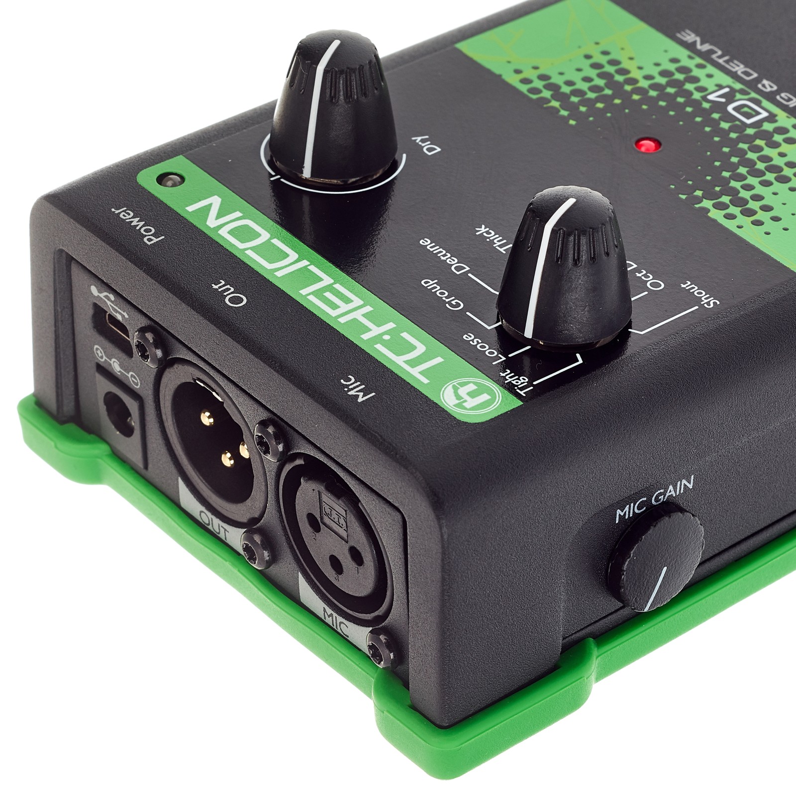 Detalle del TC-Helicon VoiceTone D1 Pedal procesador de efectos vocales