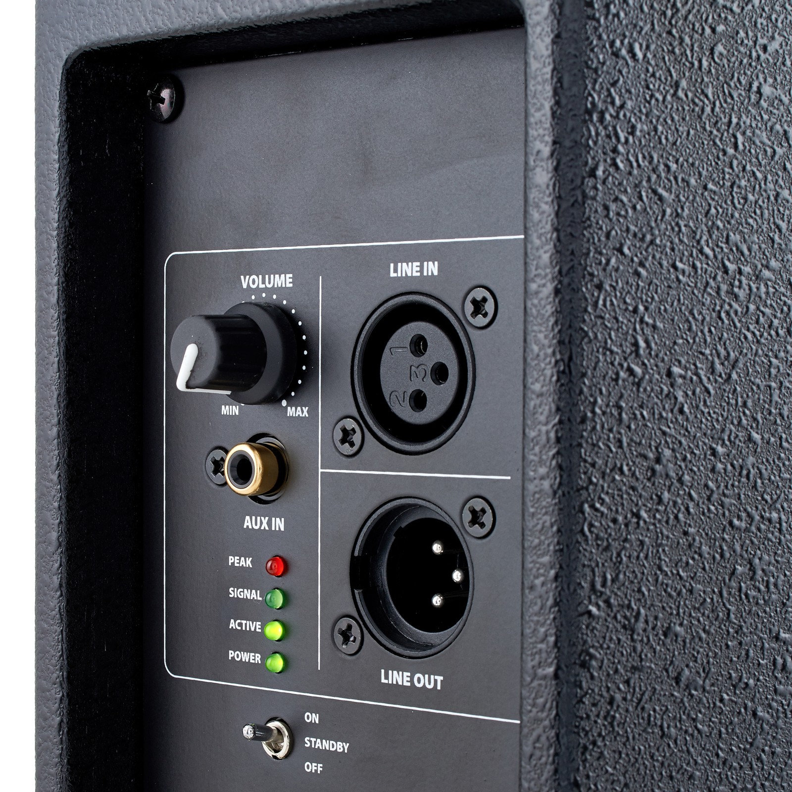 Rückseite mit Anschlüssen des aktiven the box pro Achat 204 A Kleinlautsprechers