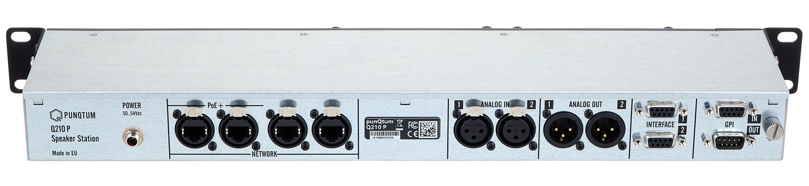 Rückansicht mit Anschlüssen der punQtum Q210 P 4-Kanal Intercom Station