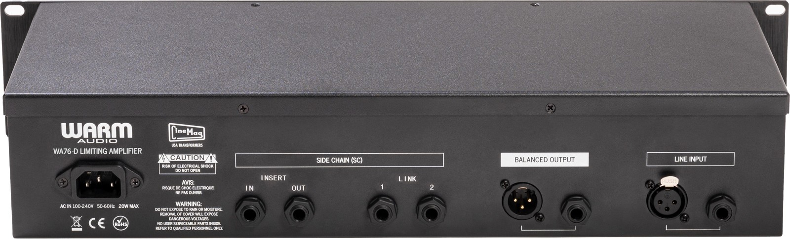 Rückseite des Warm Audio WA76-D FET-Kompressors
