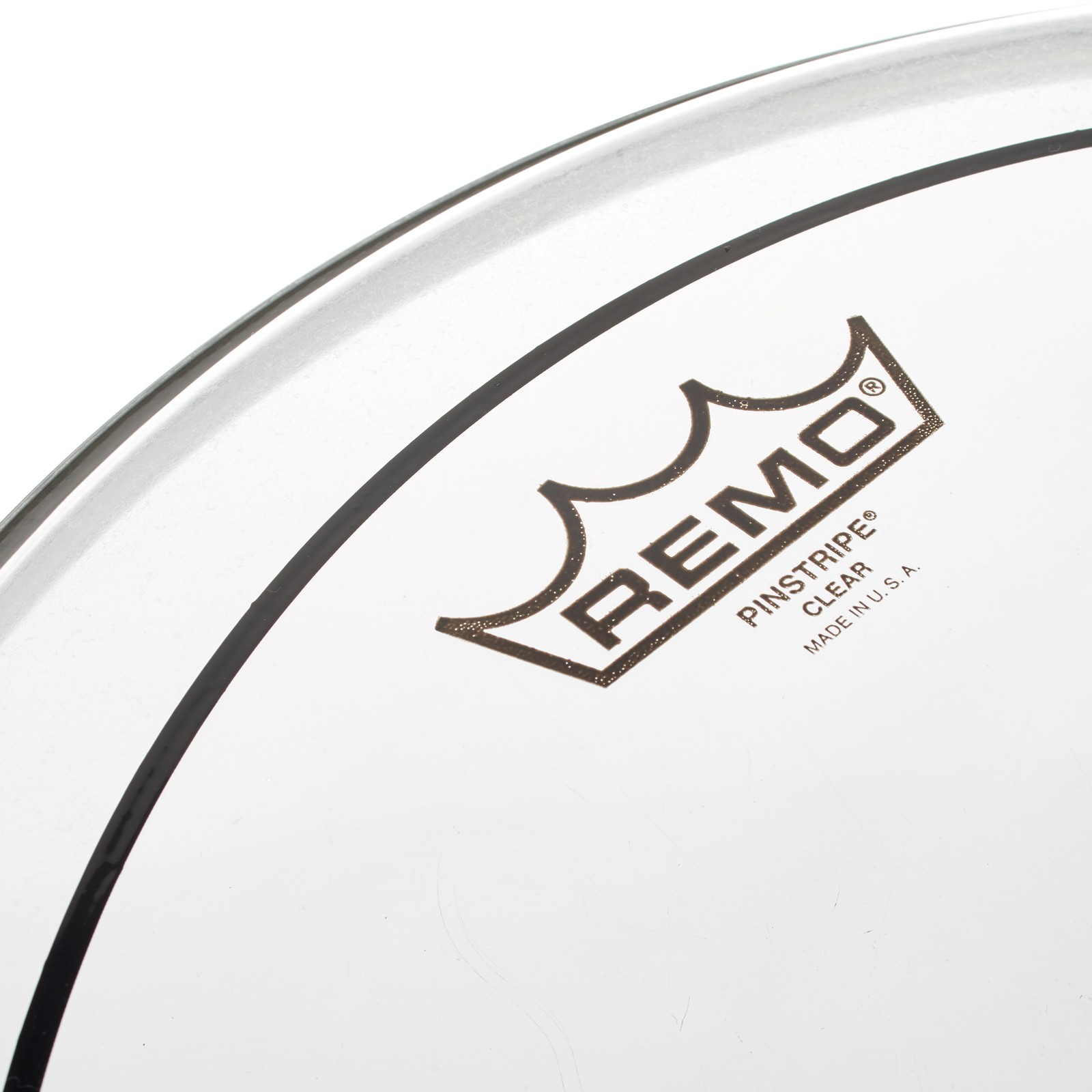 Herstellerlogo auf dem Remo Pin Stripe Clear 14" Fell