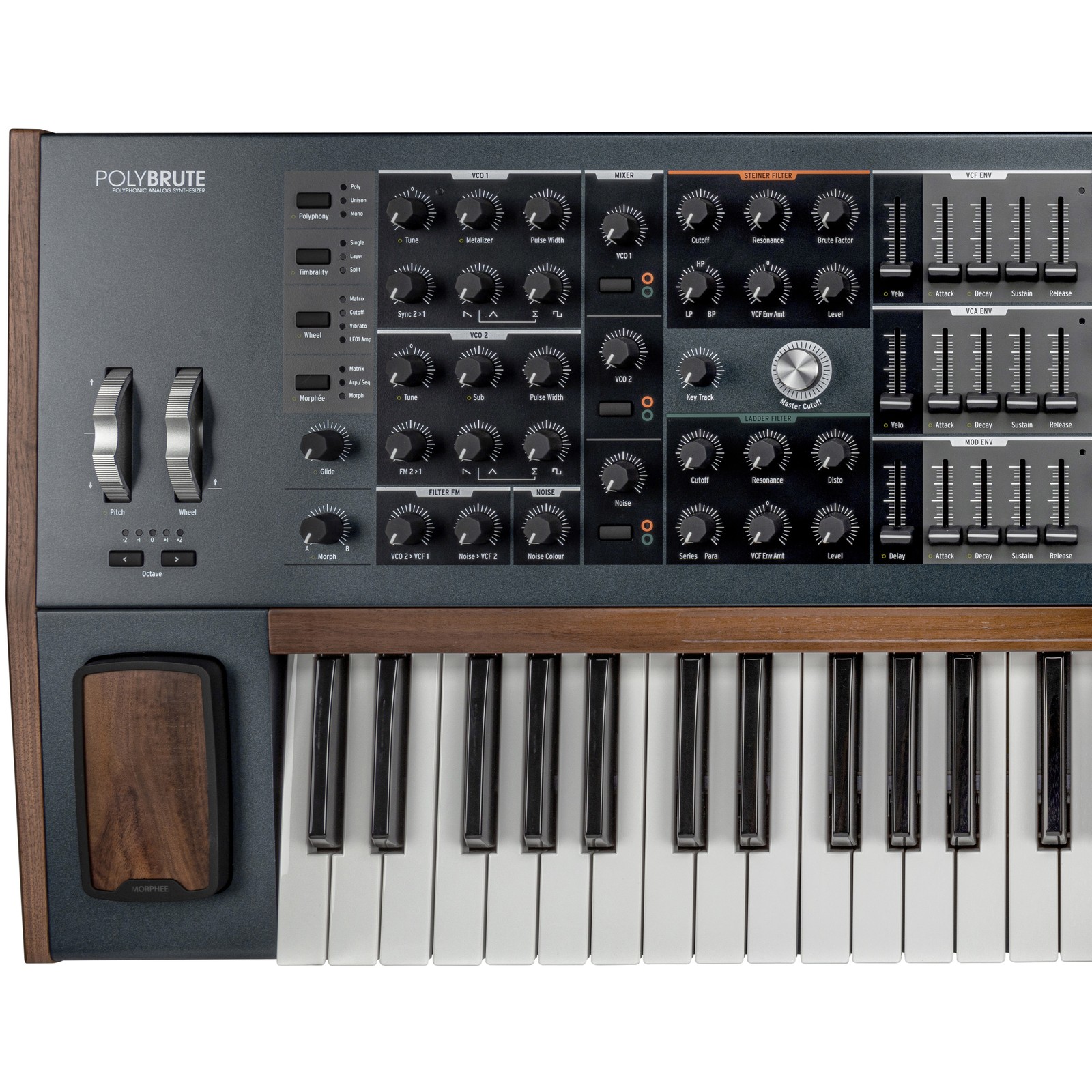 Regler und Tasten auf der Oberseite des Arturia PolyBrute