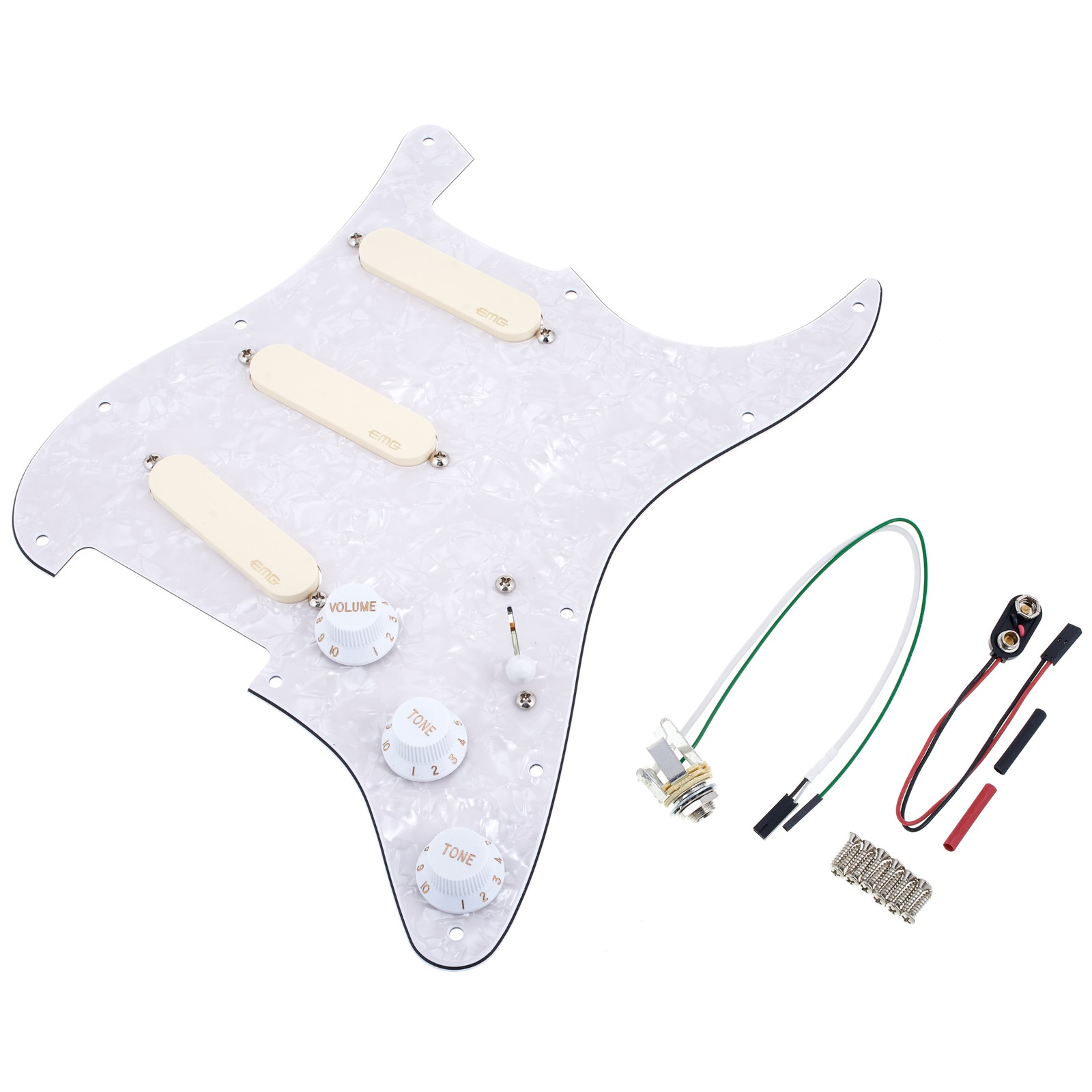 EMG DG-20 David Gilmour Schlagbrett perloid weiß mit Zubehör