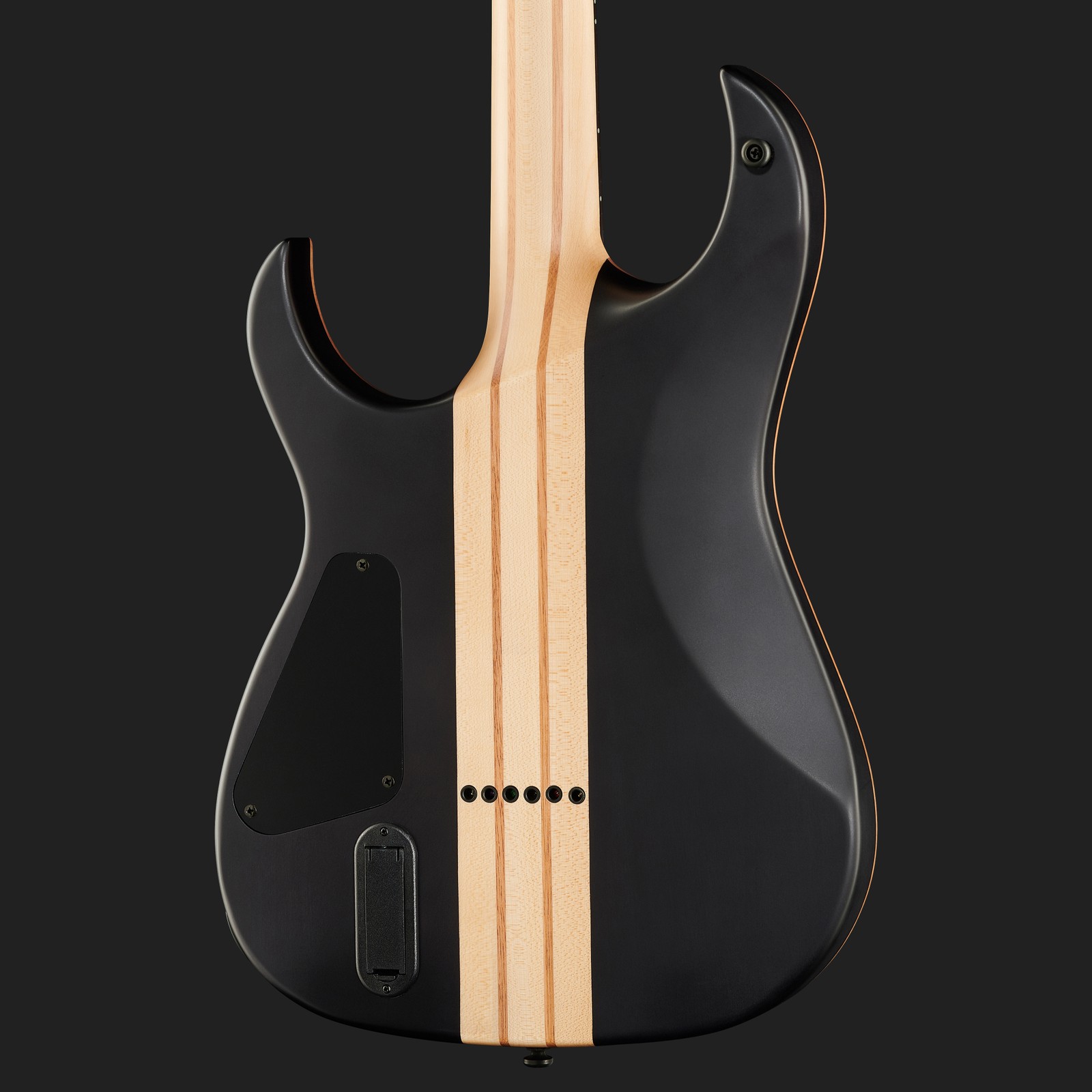 Durchgehender Hals auf der Korpusrückseite der Harley Benton Amarok-BT BKNT Flame Burst