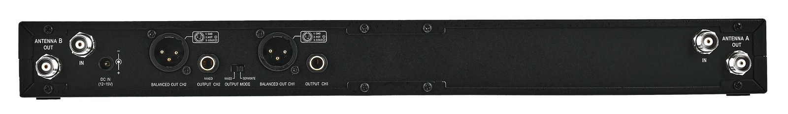 Rückseite des Mipro ACT-5812A mit Anschlüssen