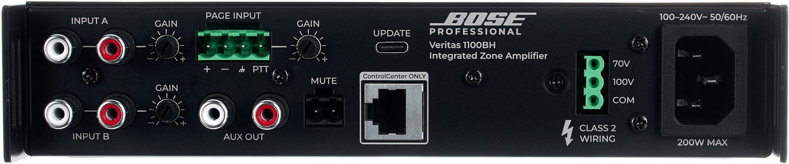 Rückseite der Bose Professional Veritas 1100BH Endstufe mit Anschlüssen