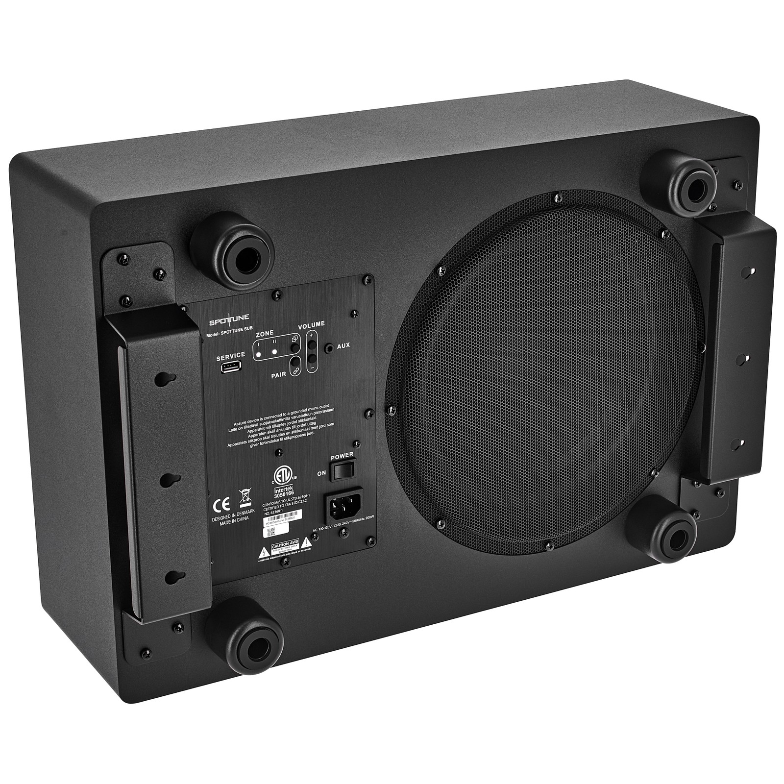 Rückseite des Spottune Sub Black Smart-Subwoofers