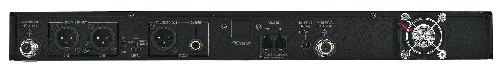 Rückseite des Mipro ACT-525 mit Anschlüssen