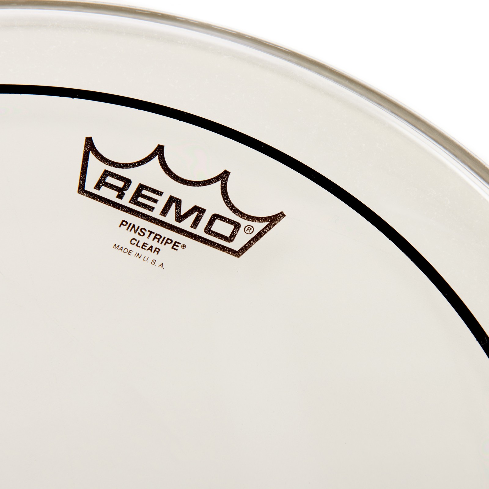 Herstellerlogo auf dem Remo Pin Stripe Clear 15" Fell