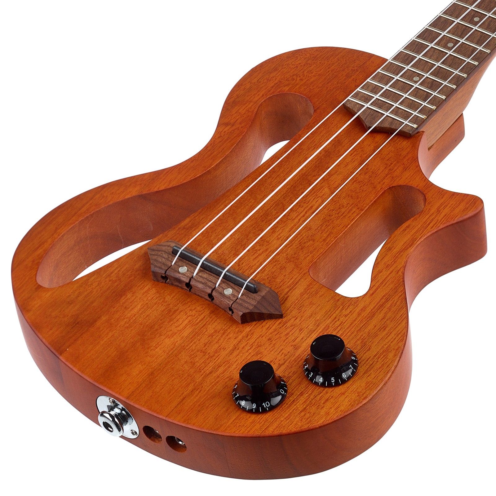 Korpus der Harley Benton ElUke-50C NT mit Löchern zur Gewichtsreduktion