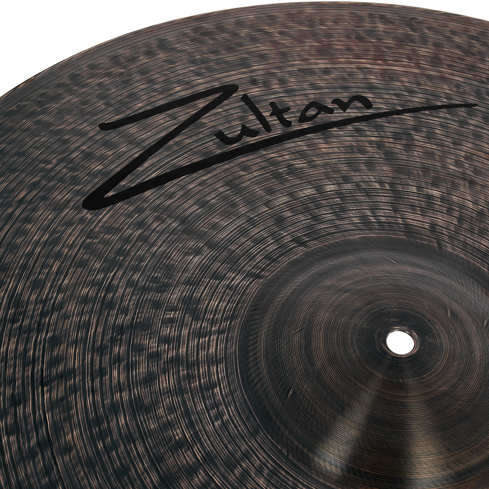 Close up of the Zultan 22" Dark Matter ride cymbal
