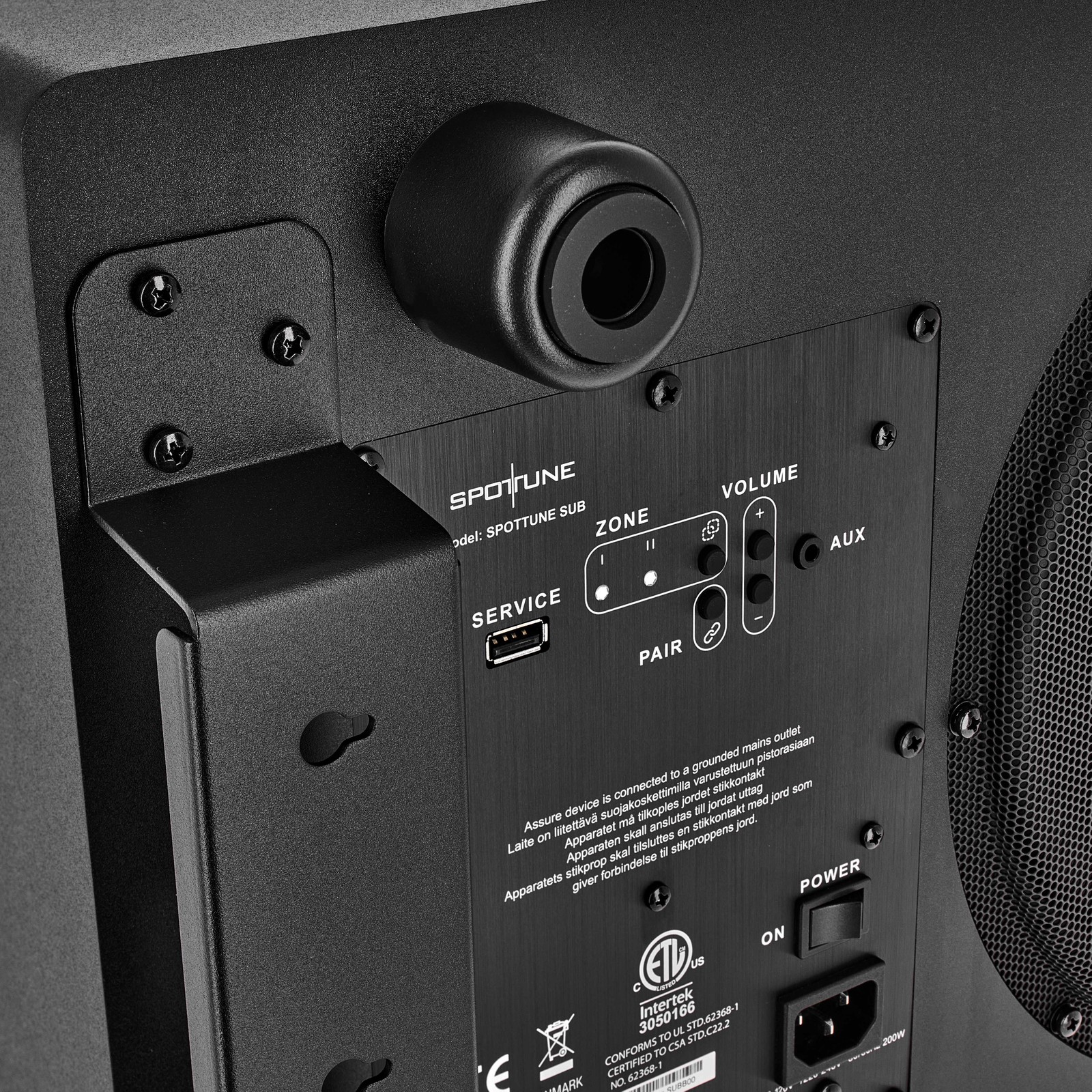 Bedienelemente des Spottune Sub Black Drahtloser Smart-Subwoofers