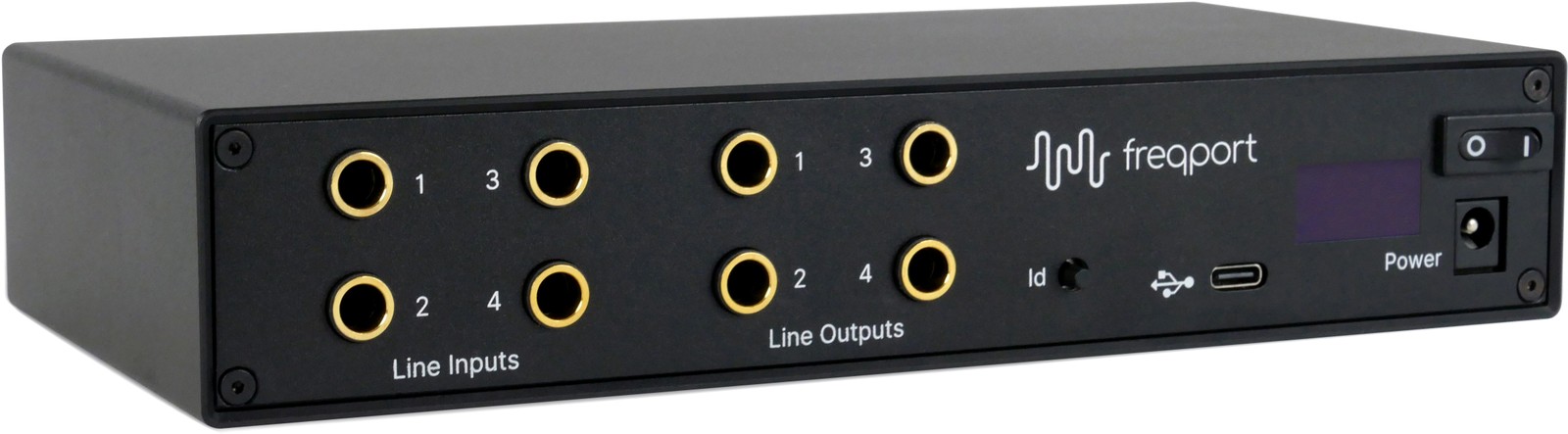 Anschlüsse auf der Rückseite des freqport FreqInOut F01 