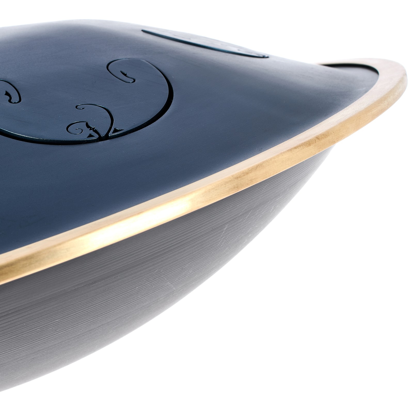 Closeup of the RAV Labs Vast D Major Tongue Drum in Handpan Look