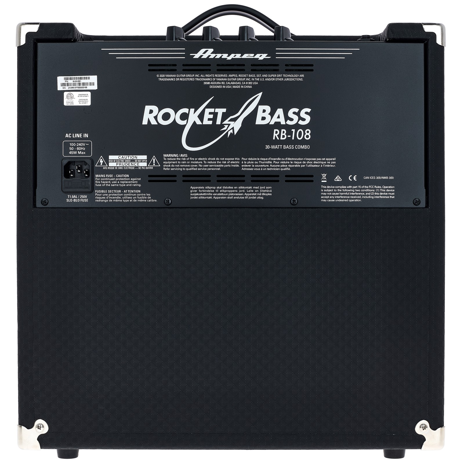 Rückseite des Ampeg RB-108 E-Bass Combo