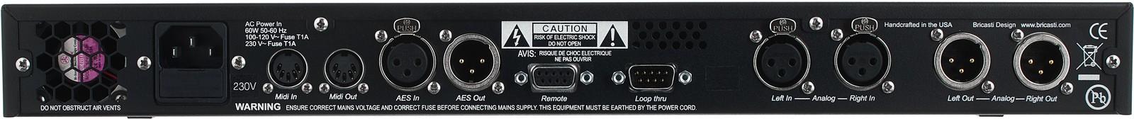 Panel trasero del Bricasti Design M7 con conexiones