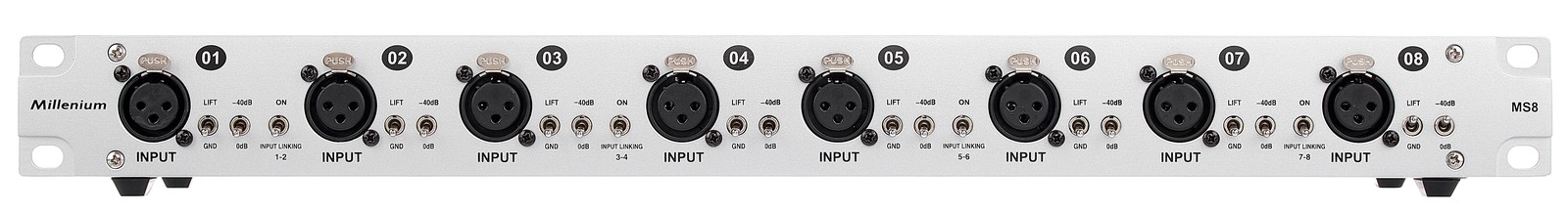 Millenium MS8 Signal Splitter XLR-Eingänge Vorderseite