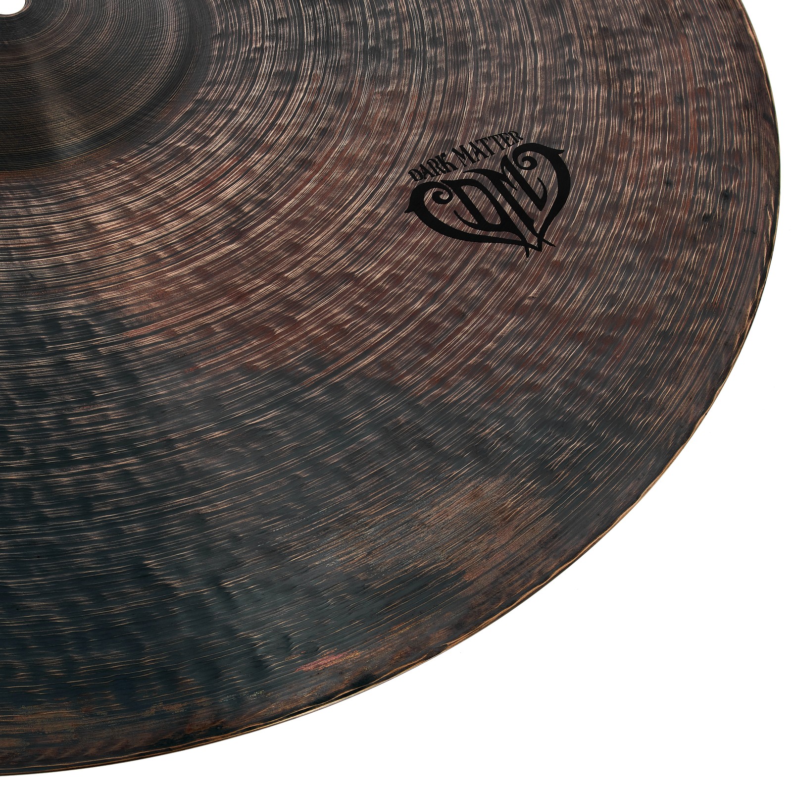 Close up of the Zultan 22" Dark Matter ride cymbal