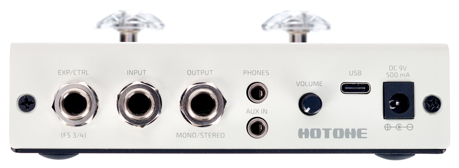 Rückseite des Hotone Ampero Mini Vanilla mit Anschlüssen