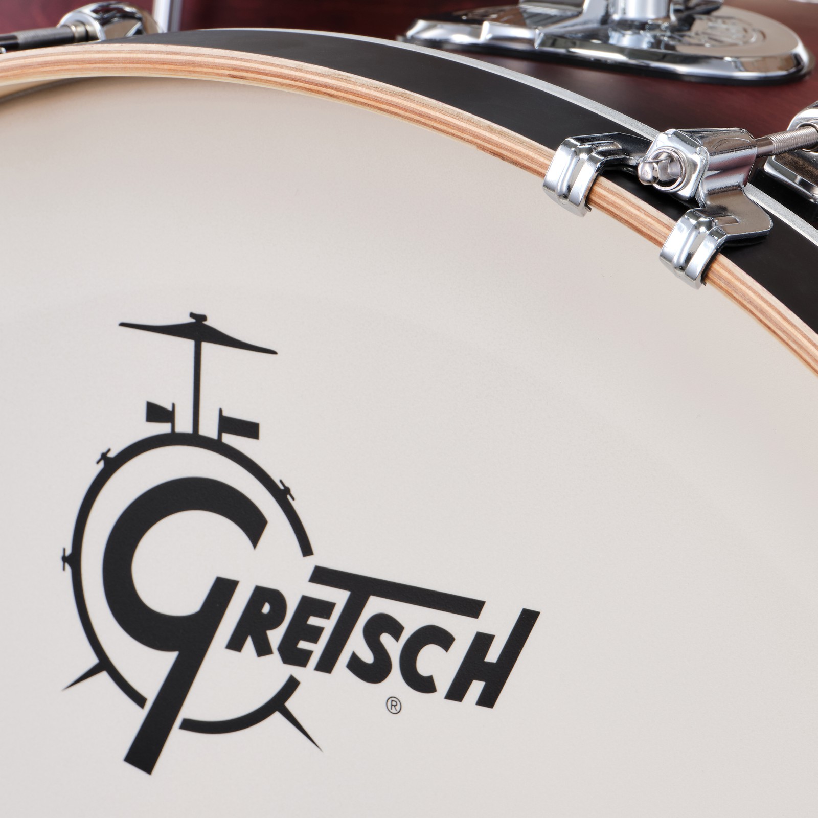 Herstellerlogo auf Gretsch Bassdrumfell