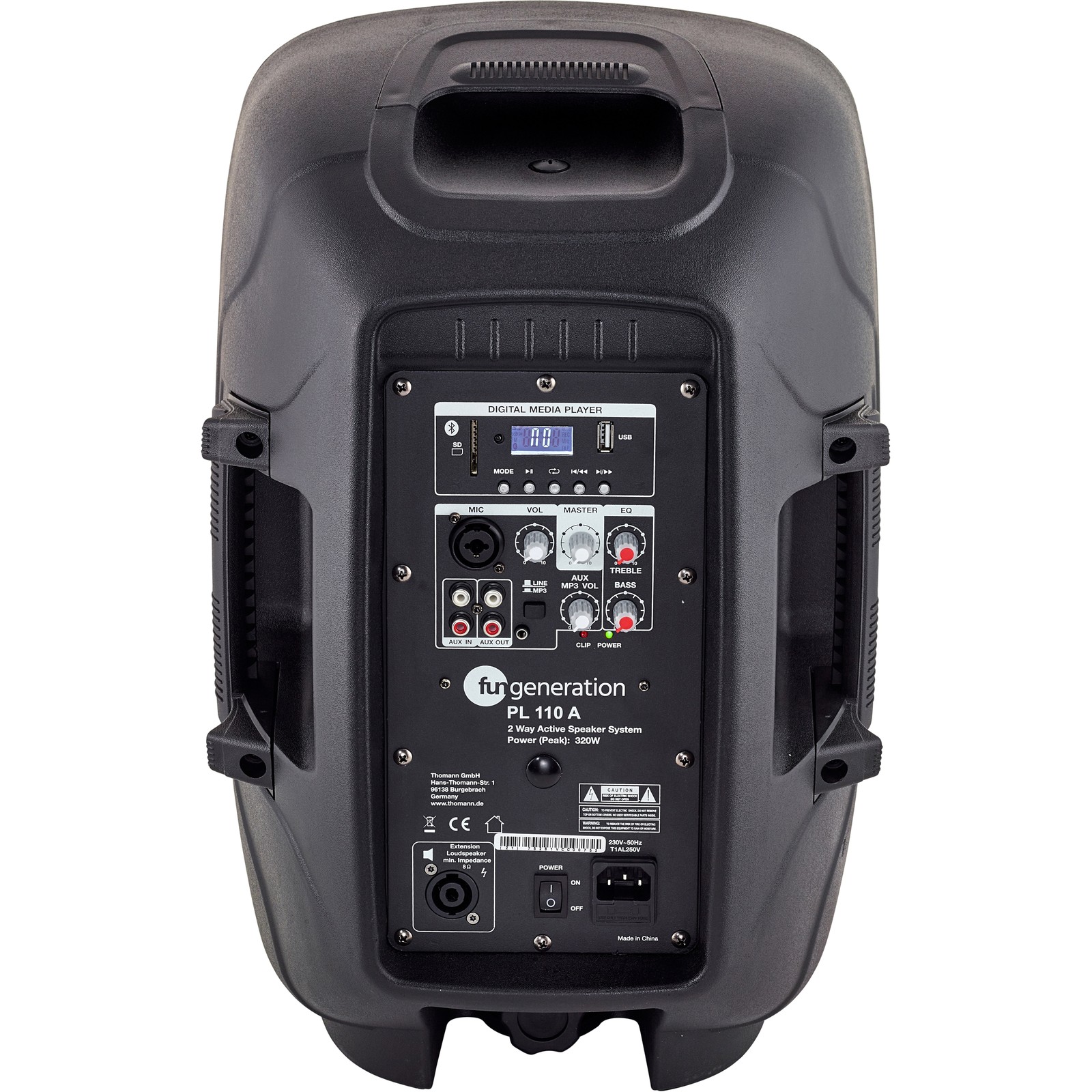 Rückseite der aktiven Fun Generation PL 110 A 2-Wege-Box