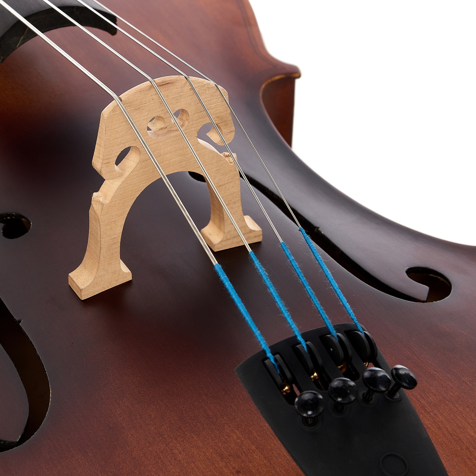 Cello bridge and tailpiece with fine-tuners