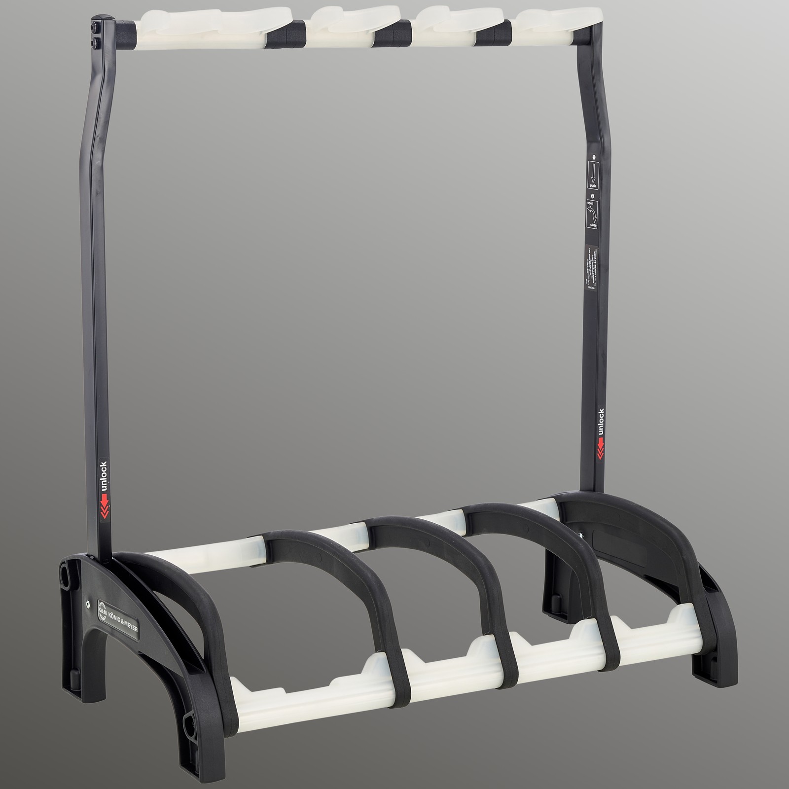 K&M 17534 Guardian 3+1 Translucent Gitarrenständer für bis zu vier Gitarren