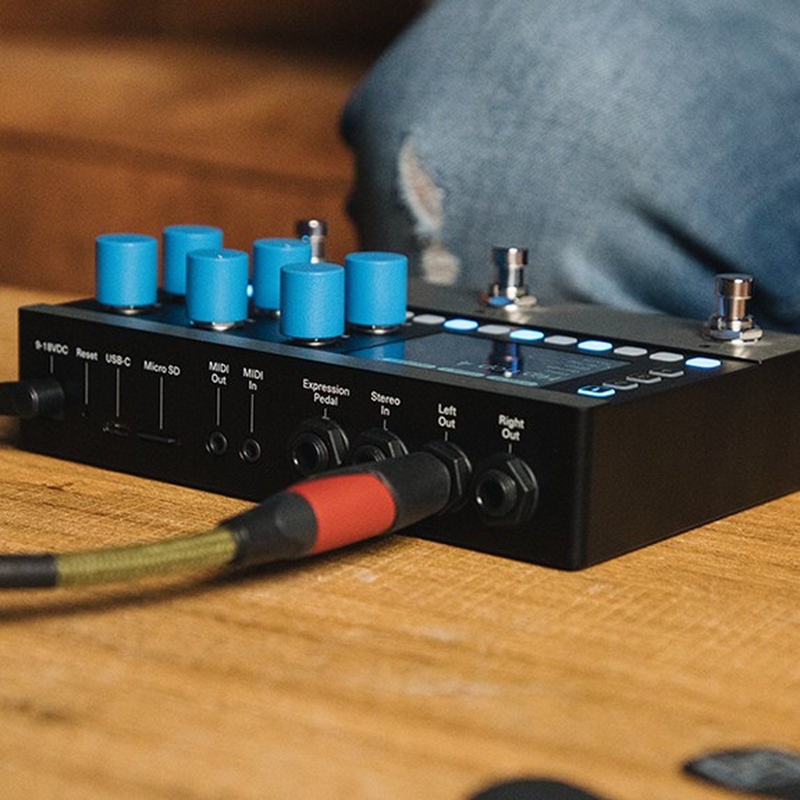 Sockets on the rear of the Polyend Step, pedalboard drum machine