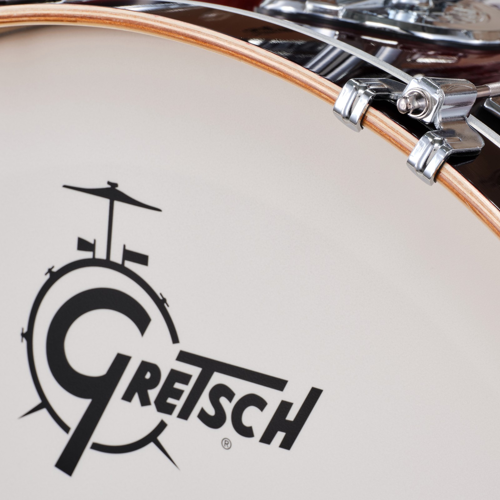 Herstellerlogo auf Gretsch Bassdrumfell